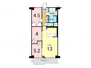 大阪市鶴見区諸口、マンションの間取り画像です
