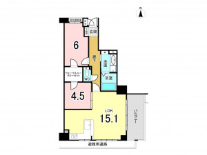 大阪市鶴見区鶴見、マンションの間取り画像です