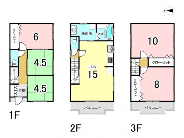 大阪市鶴見区諸口、中古一戸建ての間取り画像です