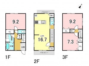 大阪市鶴見区茨田大宮、中古一戸建ての間取り画像です