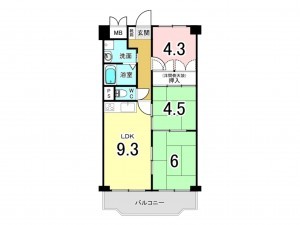 大阪市鶴見区徳庵、マンションの間取り画像です