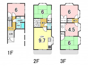 大東市泉町、中古一戸建ての間取り画像です