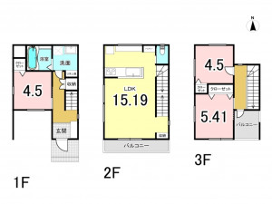 大東市明美の里町、新築一戸建ての間取り画像です