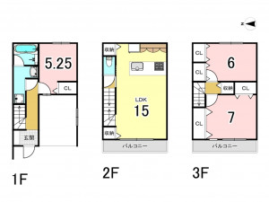 大東市緑が丘、中古一戸建ての間取り画像です
