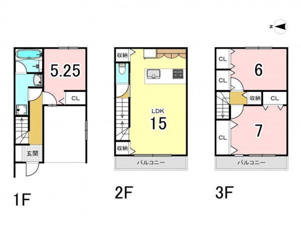 大東市緑が丘、中古一戸建ての間取り画像です