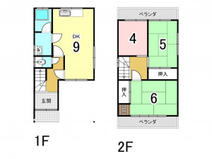 大東市緑が丘、中古一戸建ての間取り画像です