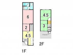 大東市中楠の里町、中古一戸建ての間取り画像です