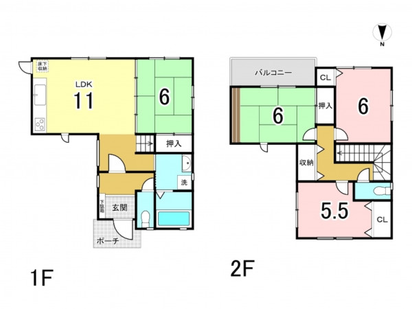 大東市南楠の里町、中古一戸建ての間取り画像です