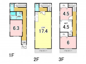 大東市灰塚、中古一戸建ての間取り画像です