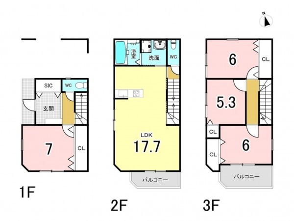 大阪市鶴見区茨田大宮、中古一戸建ての間取り画像です