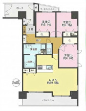 大阪市鶴見区鶴見、マンションの間取り画像です