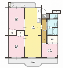 大東市川中新町、マンションの間取り画像です