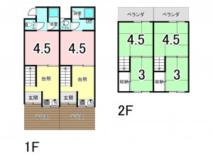 大東市南津の辺町、中古一戸建ての間取り画像です