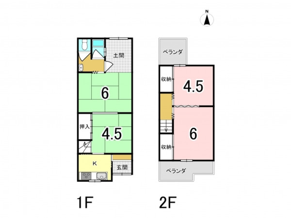 大阪市鶴見区安田、中古一戸建ての間取り画像です