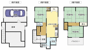 大東市灰塚、中古一戸建ての間取り画像です