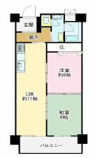大阪市鶴見区今津中、マンションの間取り画像です
