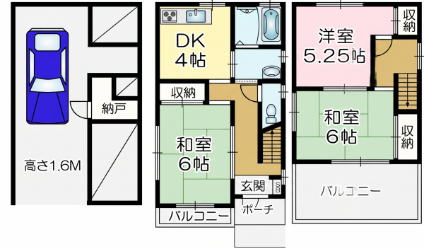 大東市新田本町、中古一戸建ての間取り画像です