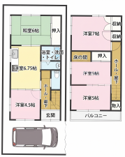 大阪市鶴見区安田、中古一戸建ての間取り画像です