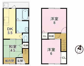 大東市灰塚、中古一戸建ての間取り画像です