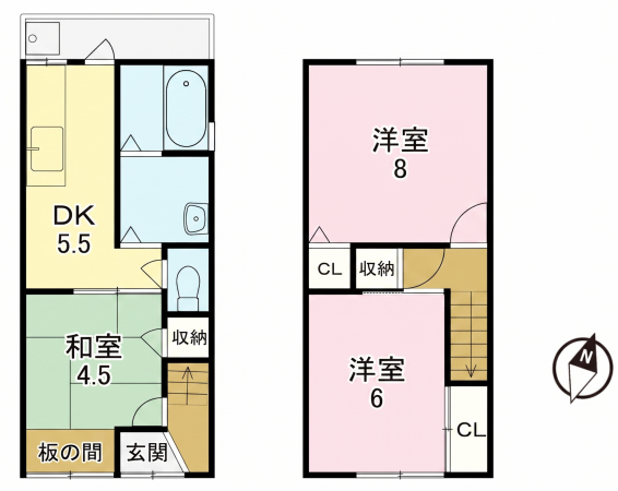 大東市灰塚、中古一戸建ての間取り画像です