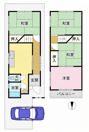 大東市西楠の里町、中古一戸建ての間取り画像です