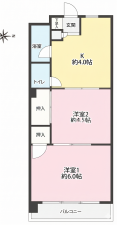大阪市鶴見区放出東、マンションの間取り画像です