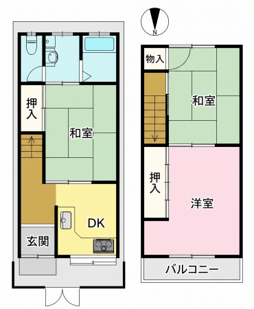 大東市大野、中古一戸建ての間取り画像です