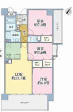 大阪市鶴見区焼野、マンションの間取り画像です