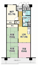 大阪市鶴見区今津中、マンションの間取り画像です