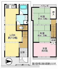 大東市泉町、中古一戸建ての間取り画像です