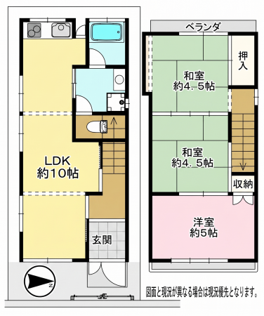 大東市泉町、中古一戸建ての間取り画像です