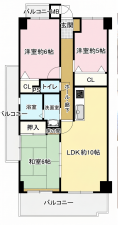 大東市泉町、マンションの間取り画像です