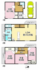大阪市鶴見区茨田大宮、中古一戸建ての間取り画像です