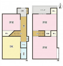 大東市太子田、中古一戸建ての間取り画像です