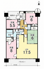 大阪市鶴見区横堤、マンションの間取り画像です