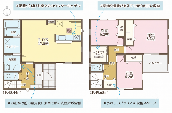 大東市中垣内、新築一戸建ての間取り画像です