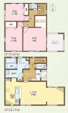大東市中垣内、新築一戸建ての間取り画像です