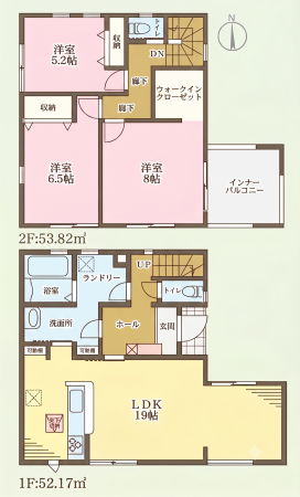 大東市中垣内、新築一戸建ての間取り画像です