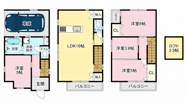大東市平野屋、中古一戸建ての間取り画像です