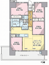 大阪市鶴見区浜、マンションの間取り画像です