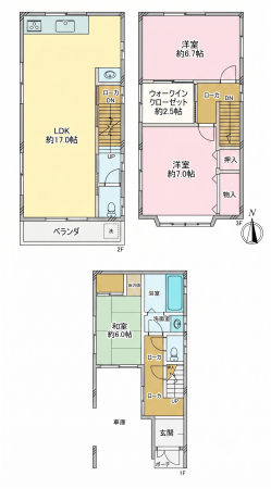 大阪市鶴見区放出東、中古一戸建ての間取り画像です
