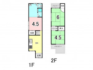 大東市御供田、中古一戸建ての間取り画像です