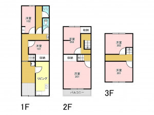 大阪市鶴見区放出東、中古一戸建ての間取り画像です