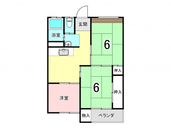 大東市諸福、マンションの間取り画像です