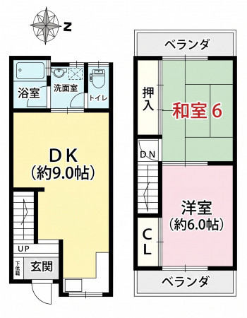 大阪市鶴見区横堤、中古一戸建ての間取り画像です