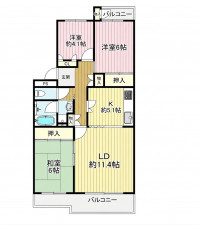 大東市川中新町、マンションの間取り画像です