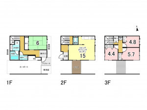 大阪市鶴見区茨田大宮、マンションの間取り画像です