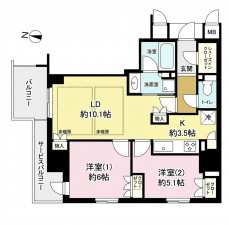 大東市住道、マンションの間取り画像です