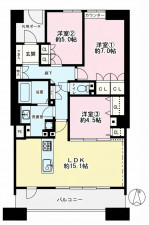 大阪市鶴見区放出東、マンションの間取り画像です