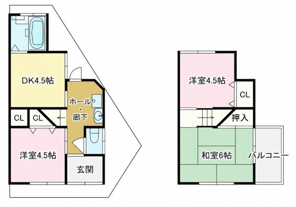 大東市灰塚、中古一戸建ての間取り画像です